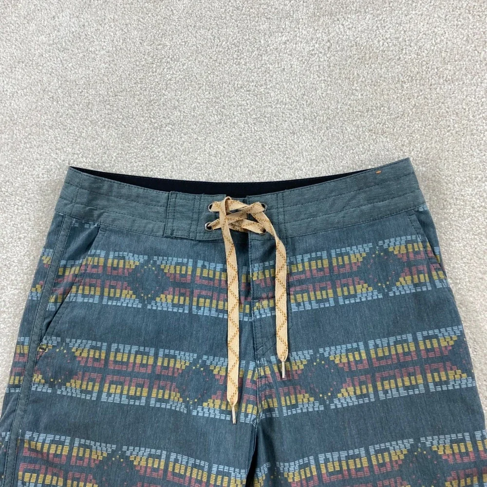 Howler Bros Board Shorts Mens 28 Teal Geometric Southwestern Hybrid Swim Trunks